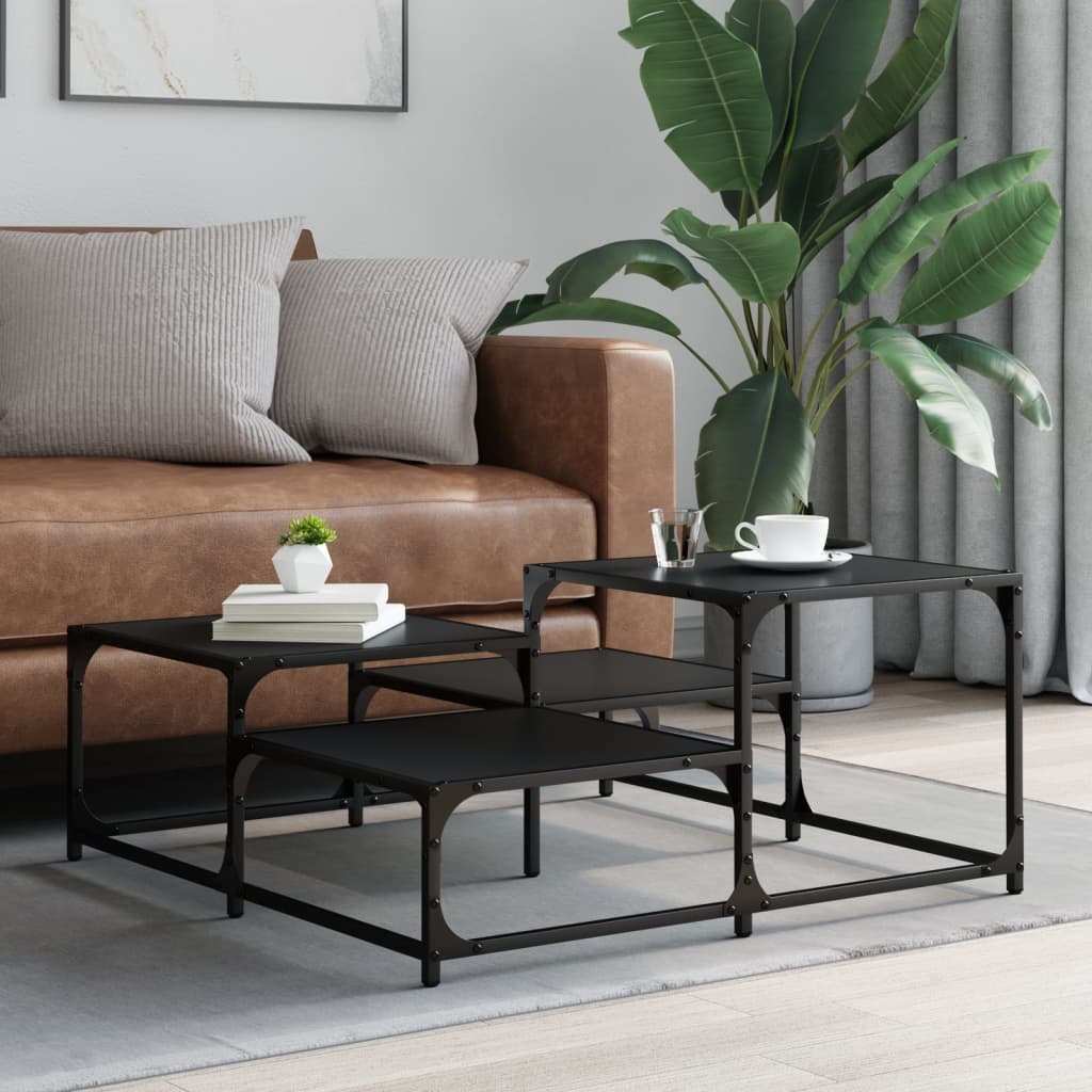 vidaXL Măsuță de cafea, negru, 87,5x87,5x40 cm, lemn prelucrat vidaXL Măsuță de cafea, negru, 87,5x87,5x40 cm, lemn prelucrat