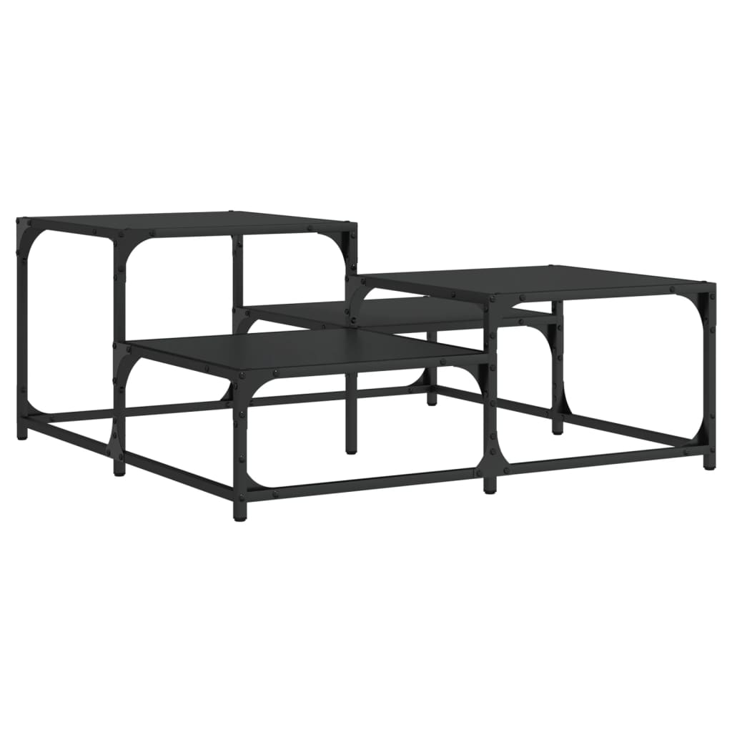 vidaXL Măsuță de cafea, negru, 87,5x87,5x40 cm, lemn prelucrat vidaXL Măsuță de cafea, negru, 87,5x87,5x40 cm, lemn prelucrat