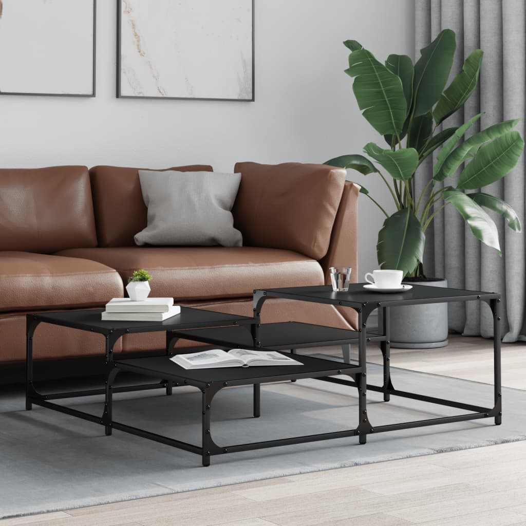 vidaXL Măsuță de cafea, negru, 107x107x40 cm, lemn compozit vidaXL Măsuță de cafea, negru, 107x107x40 cm, lemn compozit