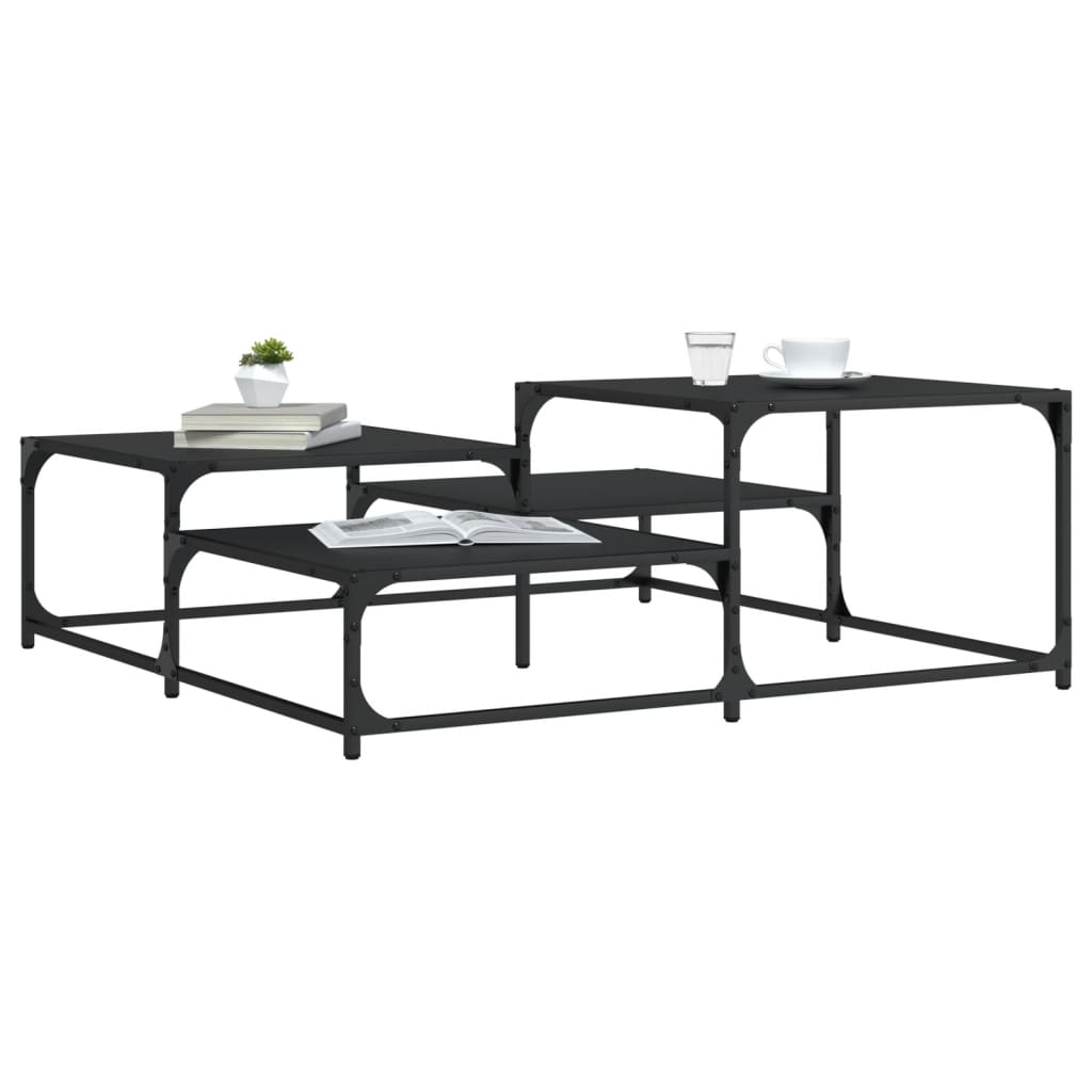 vidaXL Măsuță de cafea, negru, 107x107x40 cm, lemn compozit vidaXL Măsuță de cafea, negru, 107x107x40 cm, lemn compozit