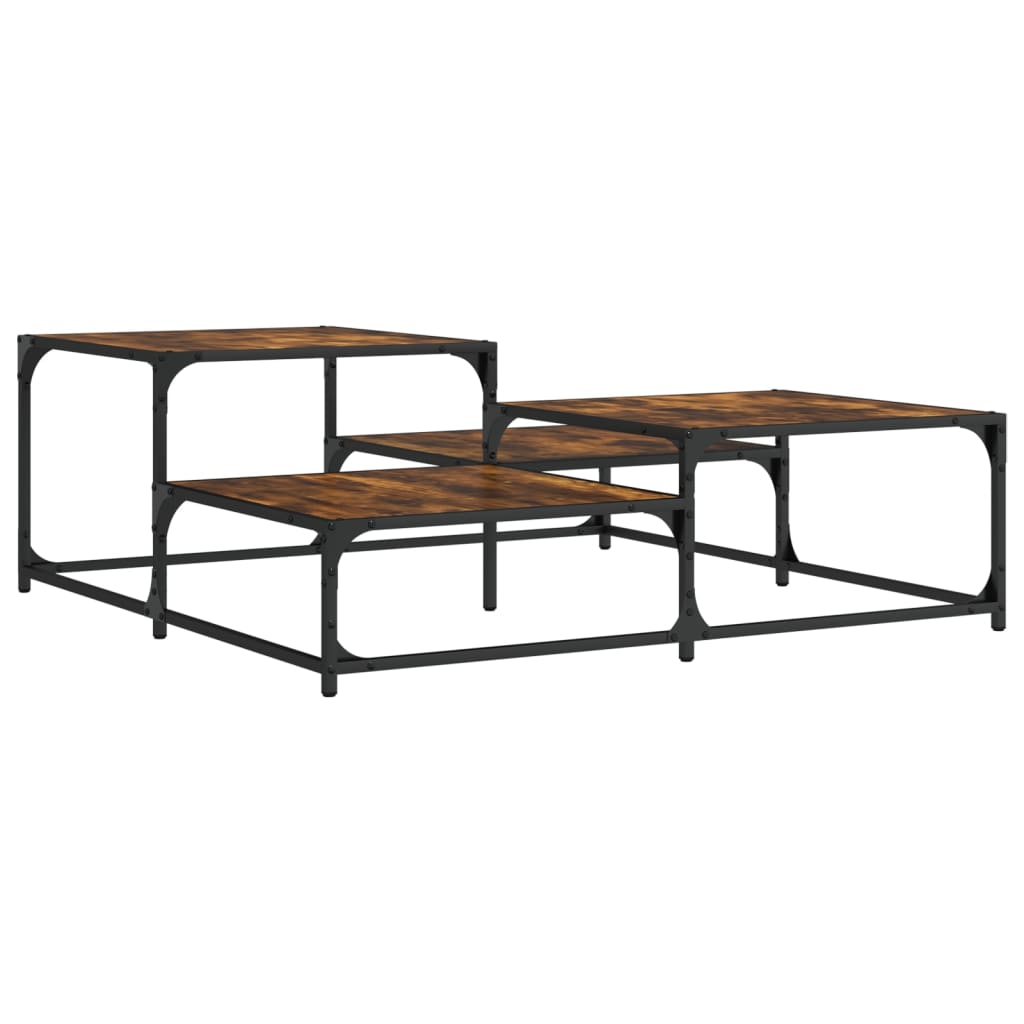 vidaXL Măsuță de cafea stejar fumuriu 107x107x40 cm din lemn prelucrat vidaXL Măsuță de cafea stejar fumuriu 107x107x40 cm din lemn prelucrat