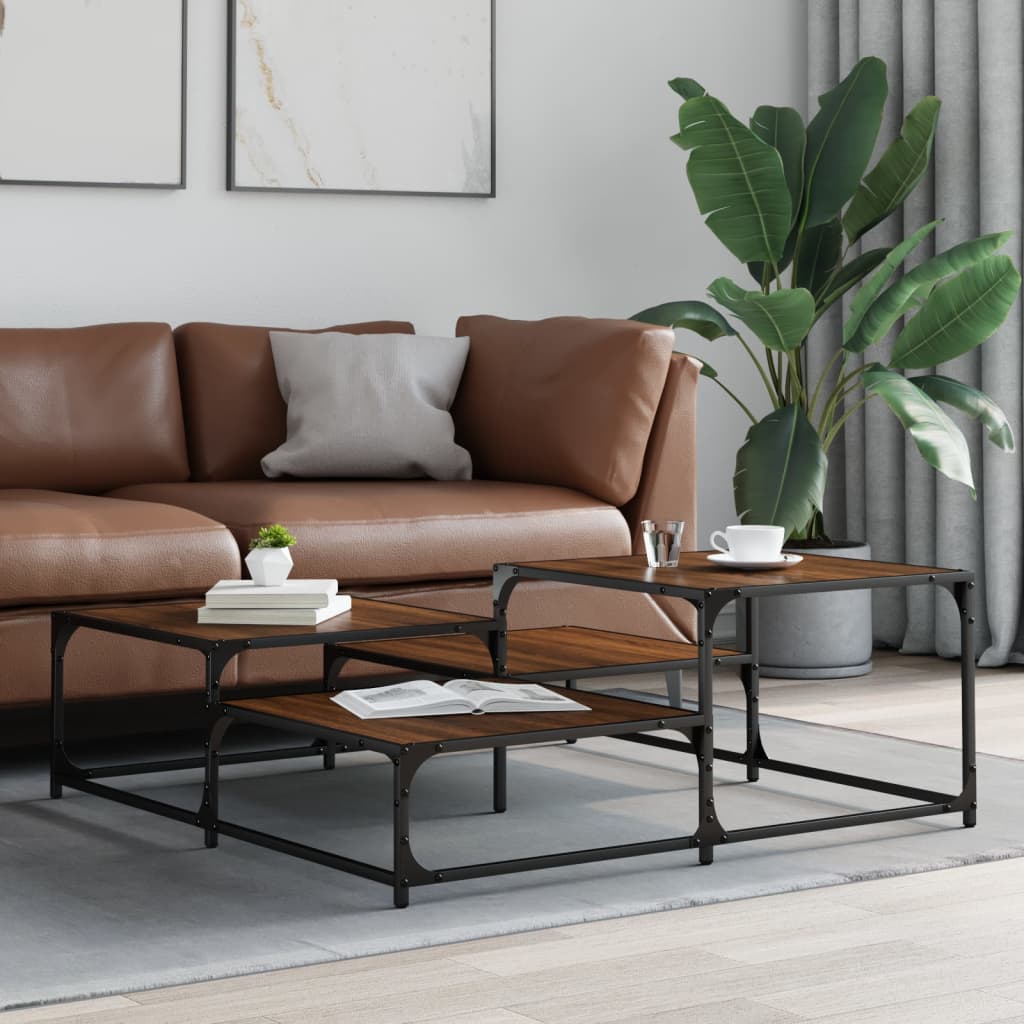 vidaXL Măsuță de cafea, stejar maro, 107x107x40 cm, lemn prelucrat vidaXL Măsuță de cafea, stejar maro, 107x107x40 cm, lemn prelucrat
