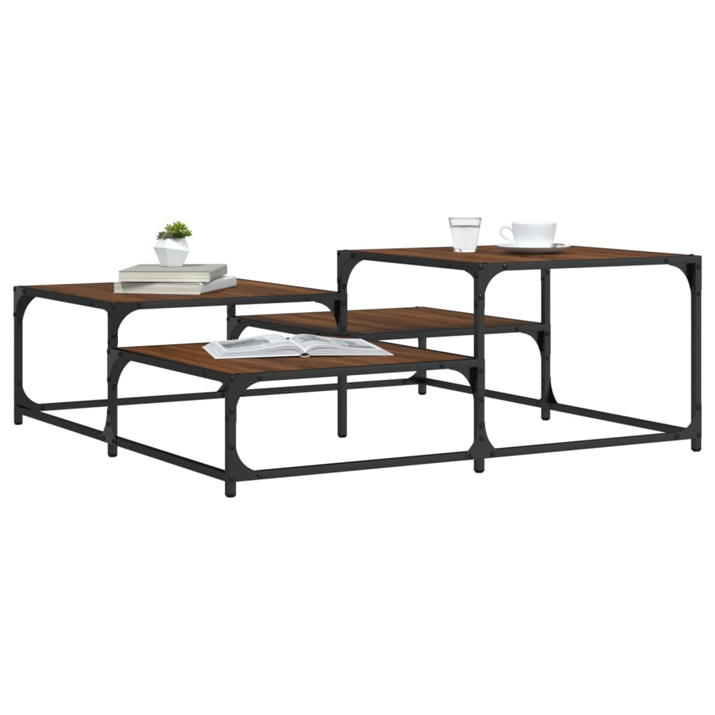 vidaXL Măsuță de cafea, stejar maro, 107x107x40 cm, lemn prelucrat vidaXL Măsuță de cafea, stejar maro, 107x107x40 cm, lemn prelucrat