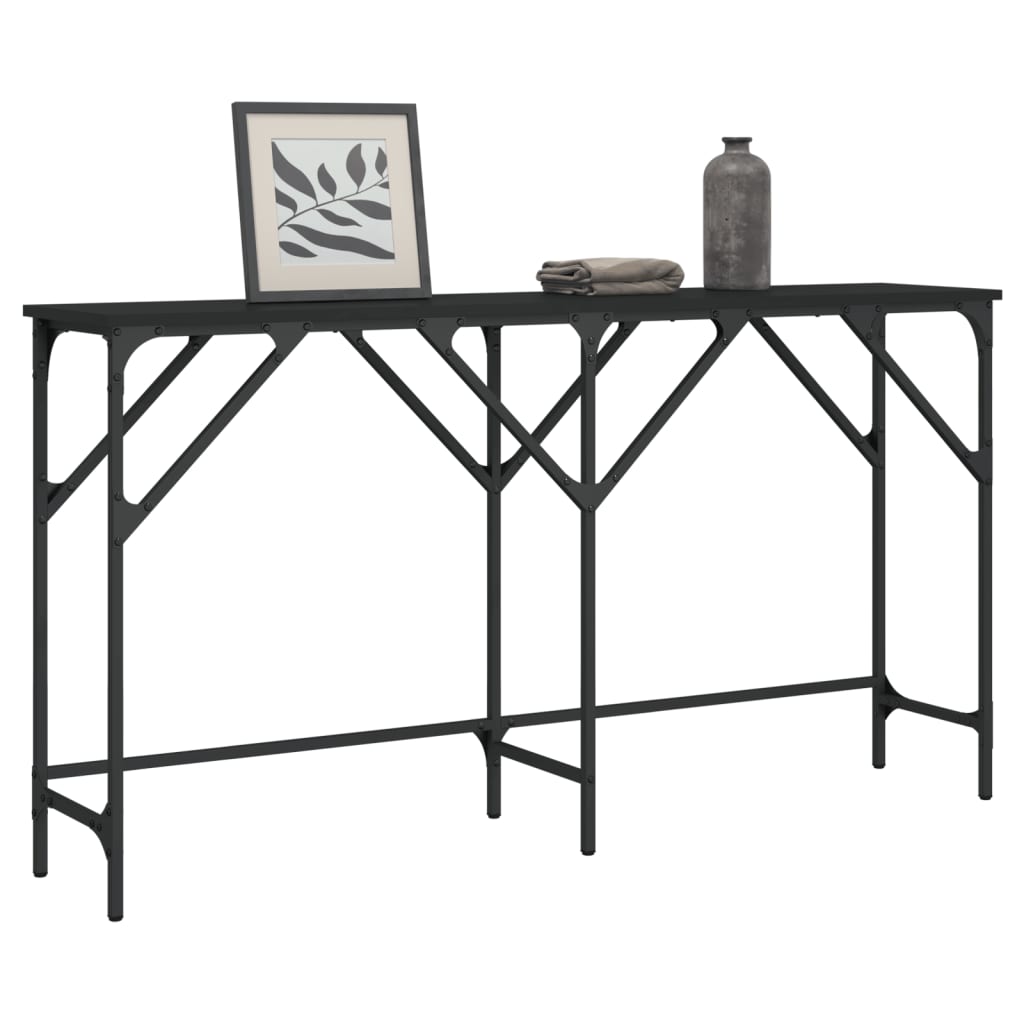 vidaXL Măsuță consolă, negru, 140x29x75 cm, lemn compozit vidaXL Măsuță consolă, negru, 140x29x75 cm, lemn compozit