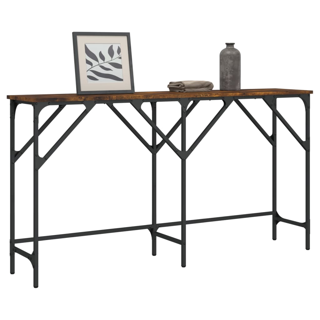vidaXL Măsuță consolă, stejar fumuriu, 140x29x75 cm, lemn prelucrat vidaXL Măsuță consolă, stejar fumuriu, 140x29x75 cm, lemn prelucrat