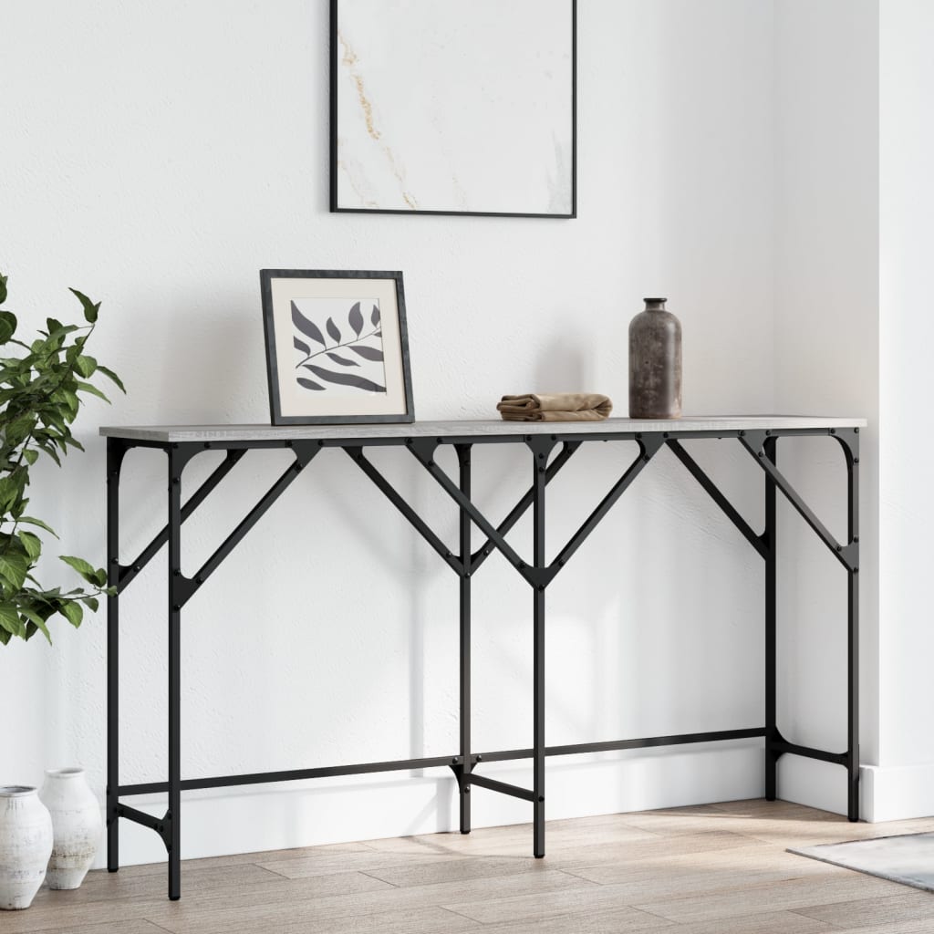 vidaXL Măsuță consolă, gri sonoma, 140x29x75 cm, lemn prelucrat vidaXL Măsuță consolă, gri sonoma, 140x29x75 cm, lemn prelucrat