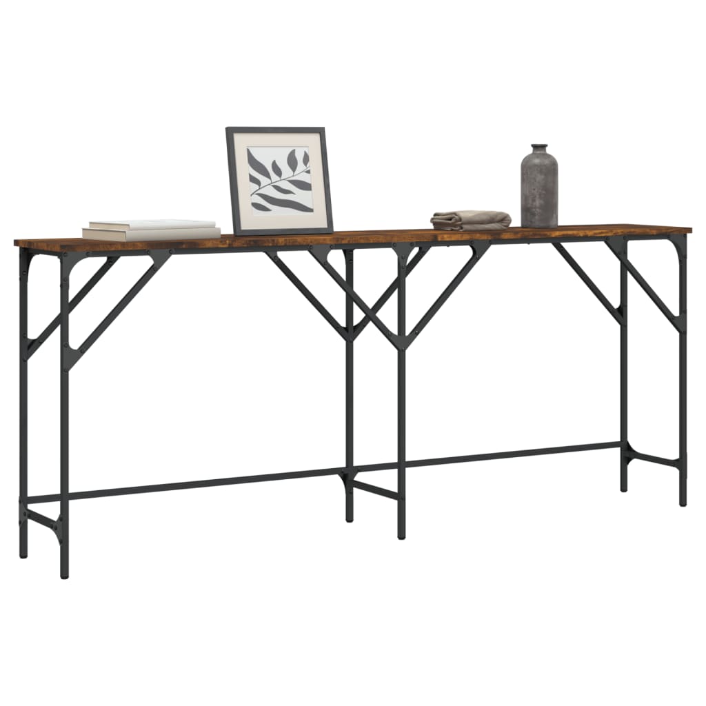 vidaXL Măsuță consolă, stejar fumuriu, 180x29x75 cm, lemn prelucrat vidaXL Măsuță consolă, stejar fumuriu, 180x29x75 cm, lemn prelucrat