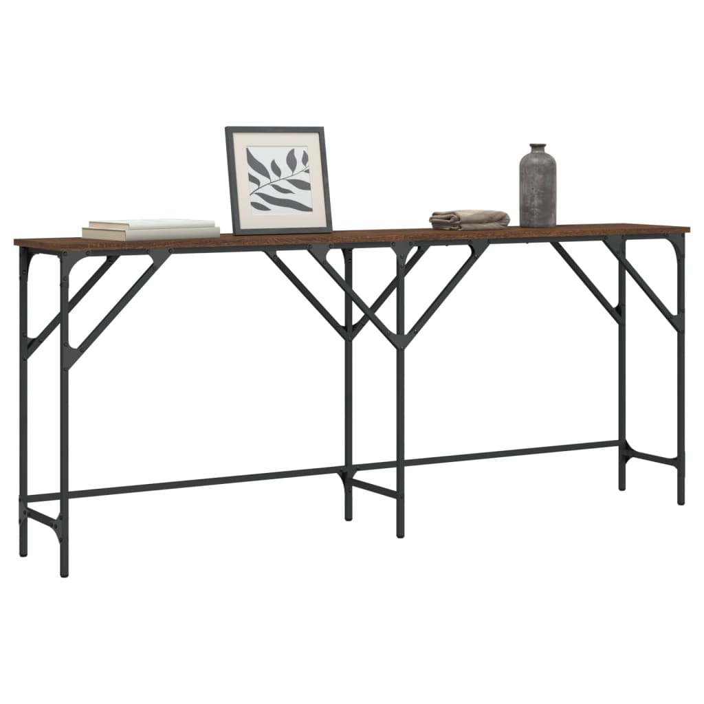 vidaXL Măsuță consolă, stejar maro, 180x29x75 cm, lemn prelucrat vidaXL Măsuță consolă, stejar maro, 180x29x75 cm, lemn prelucrat
