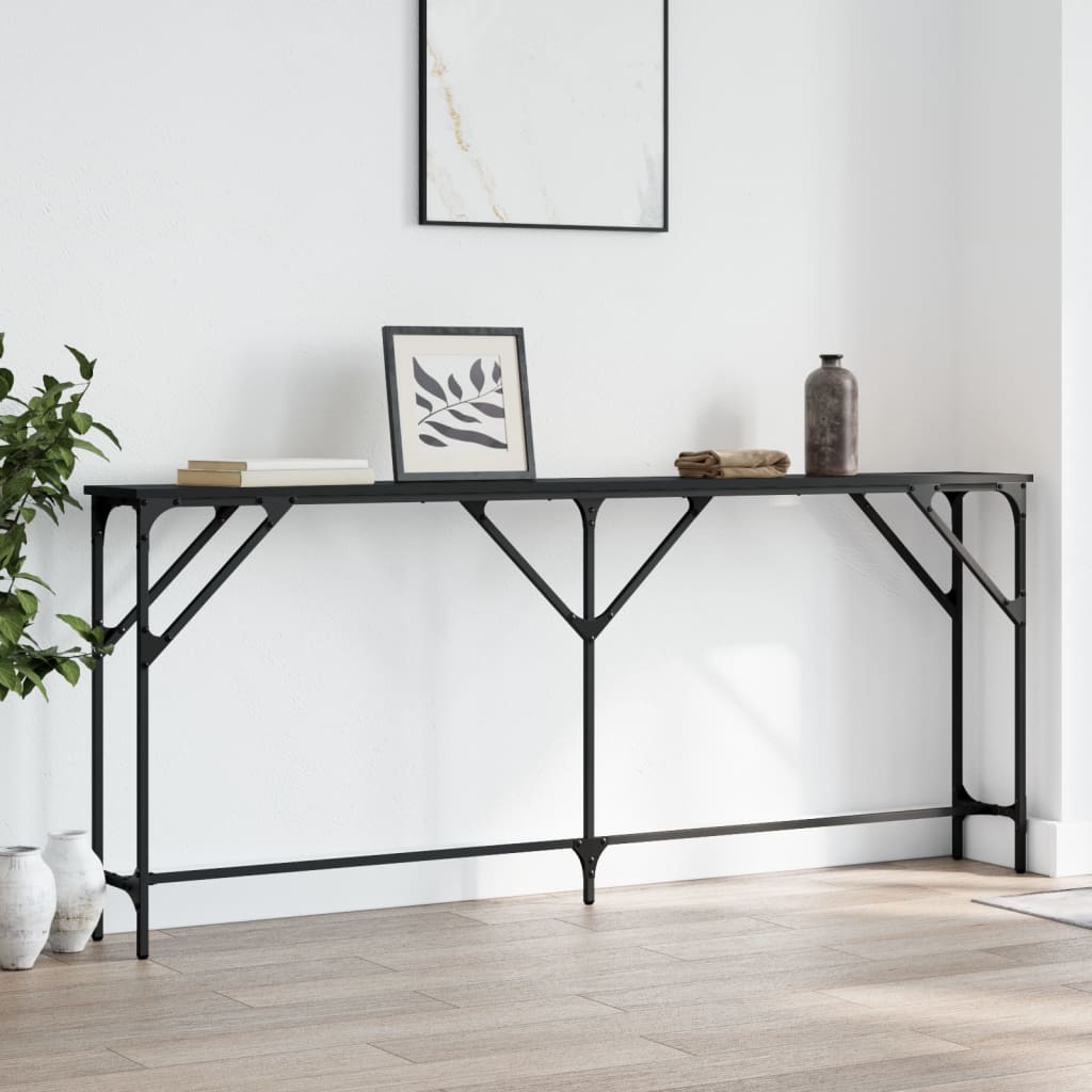 vidaXL Măsuță consolă, negru, 180x23x75 cm, lemn compozit vidaXL Măsuță consolă, negru, 180x23x75 cm, lemn compozit