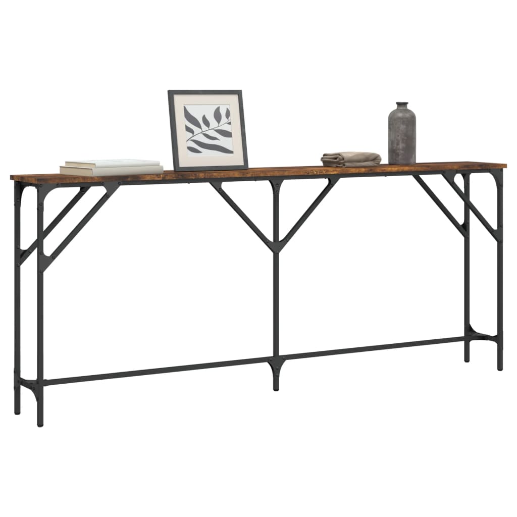vidaXL Măsuță consolă, stejar fumuriu, 180x23x75 cm, lemn prelucrat vidaXL Măsuță consolă, stejar fumuriu, 180x23x75 cm, lemn prelucrat