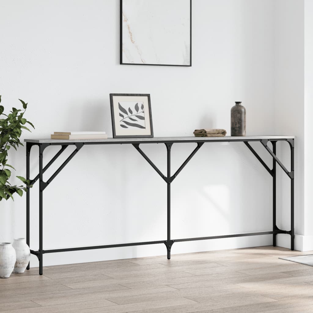 vidaXL Măsuță consolă, gri sonoma, 180x23x75 cm, lemn prelucrat vidaXL Măsuță consolă, gri sonoma, 180x23x75 cm, lemn prelucrat