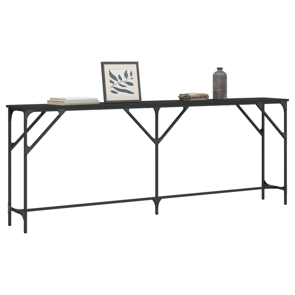 vidaXL Măsuță consolă, negru, 200x29x75 cm, lemn compozit vidaXL Măsuță consolă, negru, 200x29x75 cm, lemn compozit