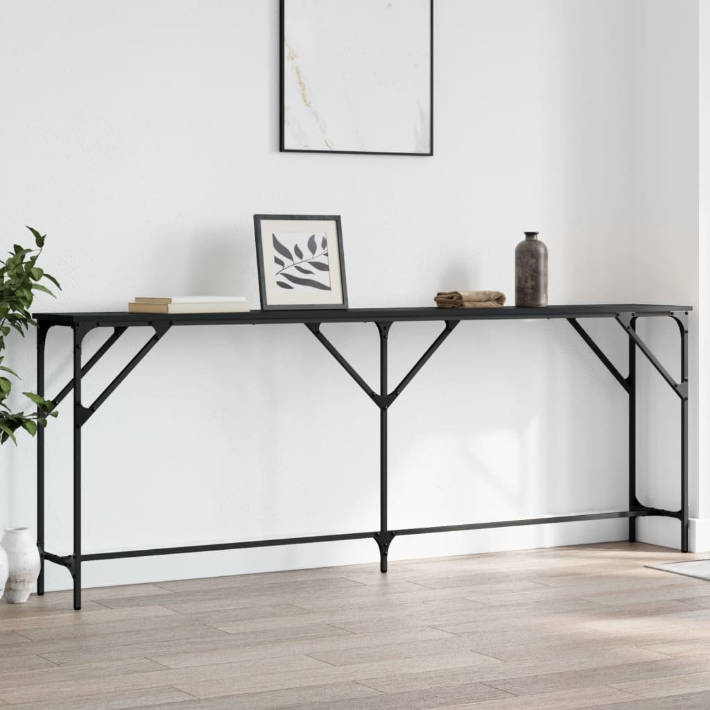 vidaXL Măsuță consolă, negru, 200x29x75 cm, lemn compozit vidaXL Măsuță consolă, negru, 200x29x75 cm, lemn compozit