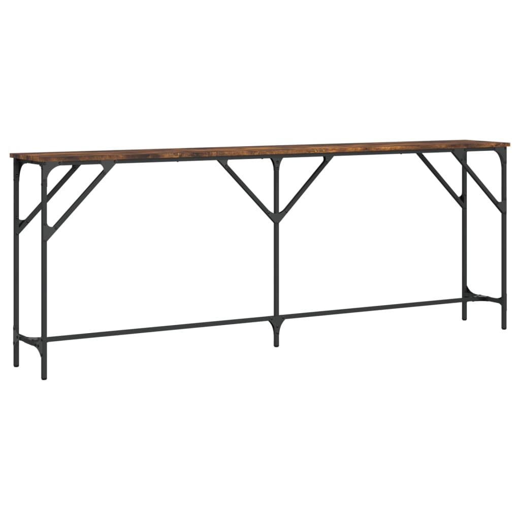 vidaXL Măsuță consolă, stejar fumuriu, 200x29x75 cm, lemn prelucrat vidaXL Măsuță consolă, stejar fumuriu, 200x29x75 cm, lemn prelucrat