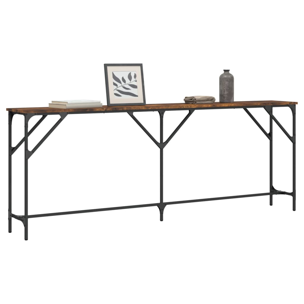 vidaXL Măsuță consolă, stejar fumuriu, 200x29x75 cm, lemn prelucrat vidaXL Măsuță consolă, stejar fumuriu, 200x29x75 cm, lemn prelucrat