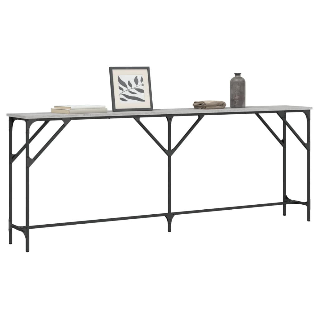 vidaXL Măsuță consolă, gri sonoma, 200x29x75 cm, lemn prelucrat vidaXL Măsuță consolă, gri sonoma, 200x29x75 cm, lemn prelucrat