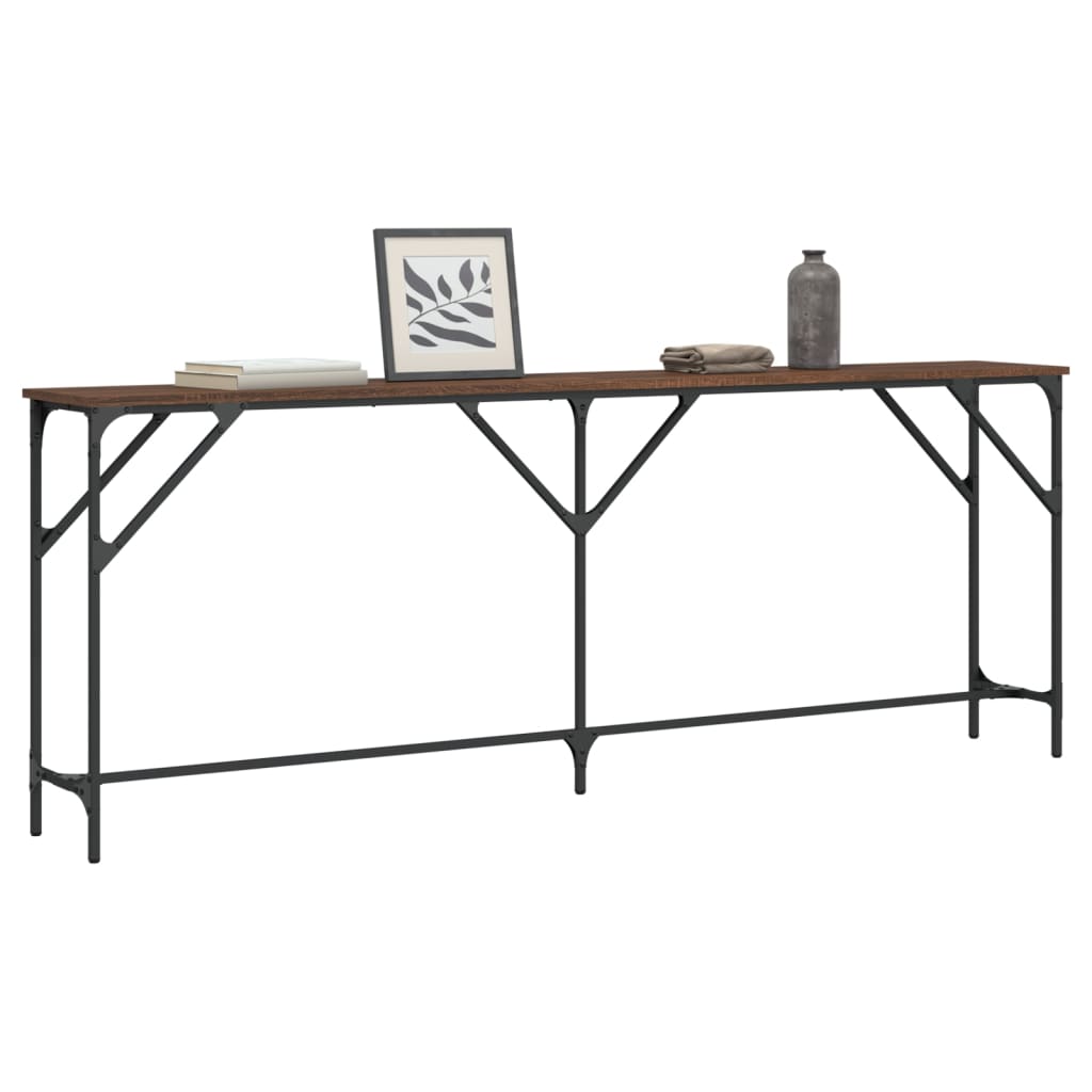 vidaXL Măsuță consolă, stejar maro, 200x29x75 cm, lemn prelucrat vidaXL Măsuță consolă, stejar maro, 200x29x75 cm, lemn prelucrat