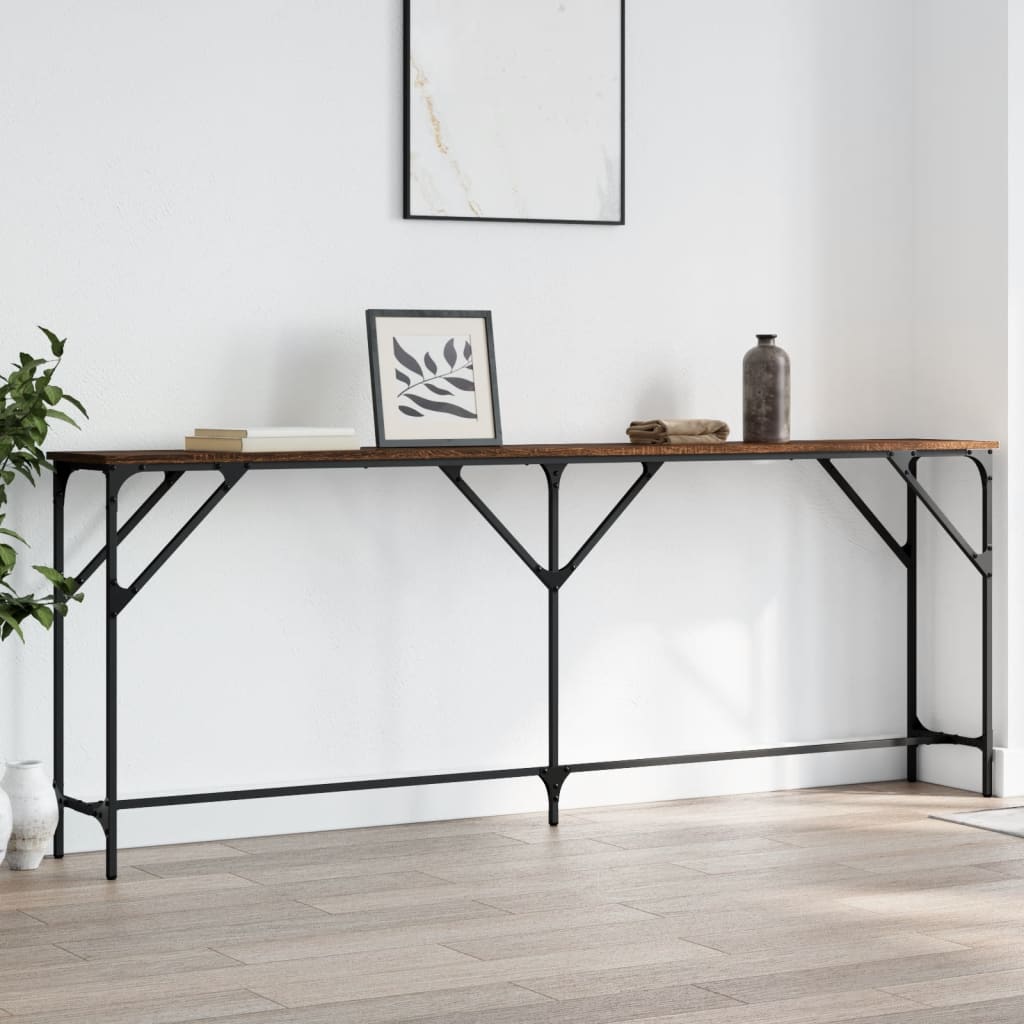 vidaXL Măsuță consolă, stejar maro, 200x29x75 cm, lemn prelucrat vidaXL Măsuță consolă, stejar maro, 200x29x75 cm, lemn prelucrat