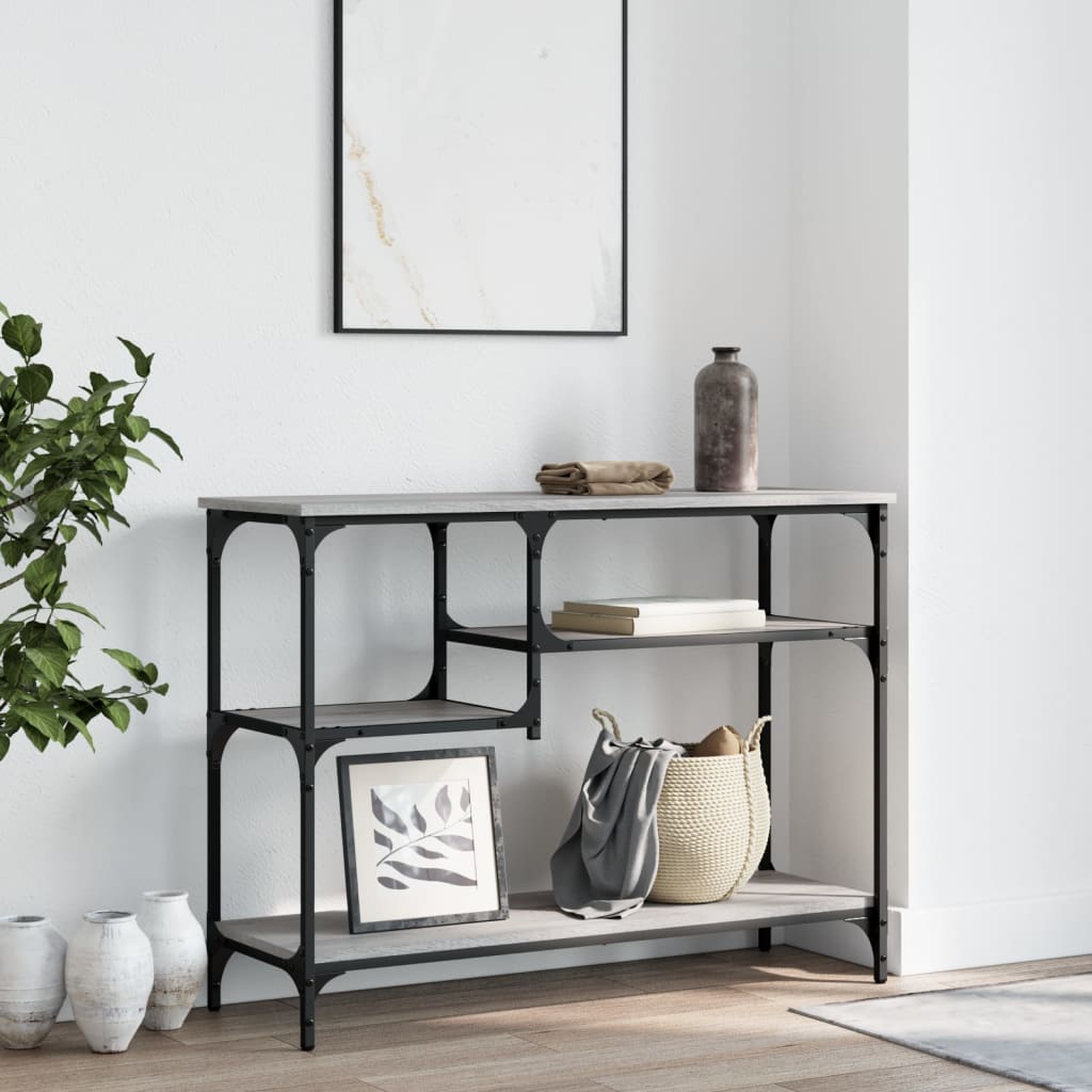 vidaXL Măsuță consolă cu rafturi, gri sonoma, 100x35x75 cm vidaXL Măsuță consolă cu rafturi, gri sonoma, 100x35x75 cm