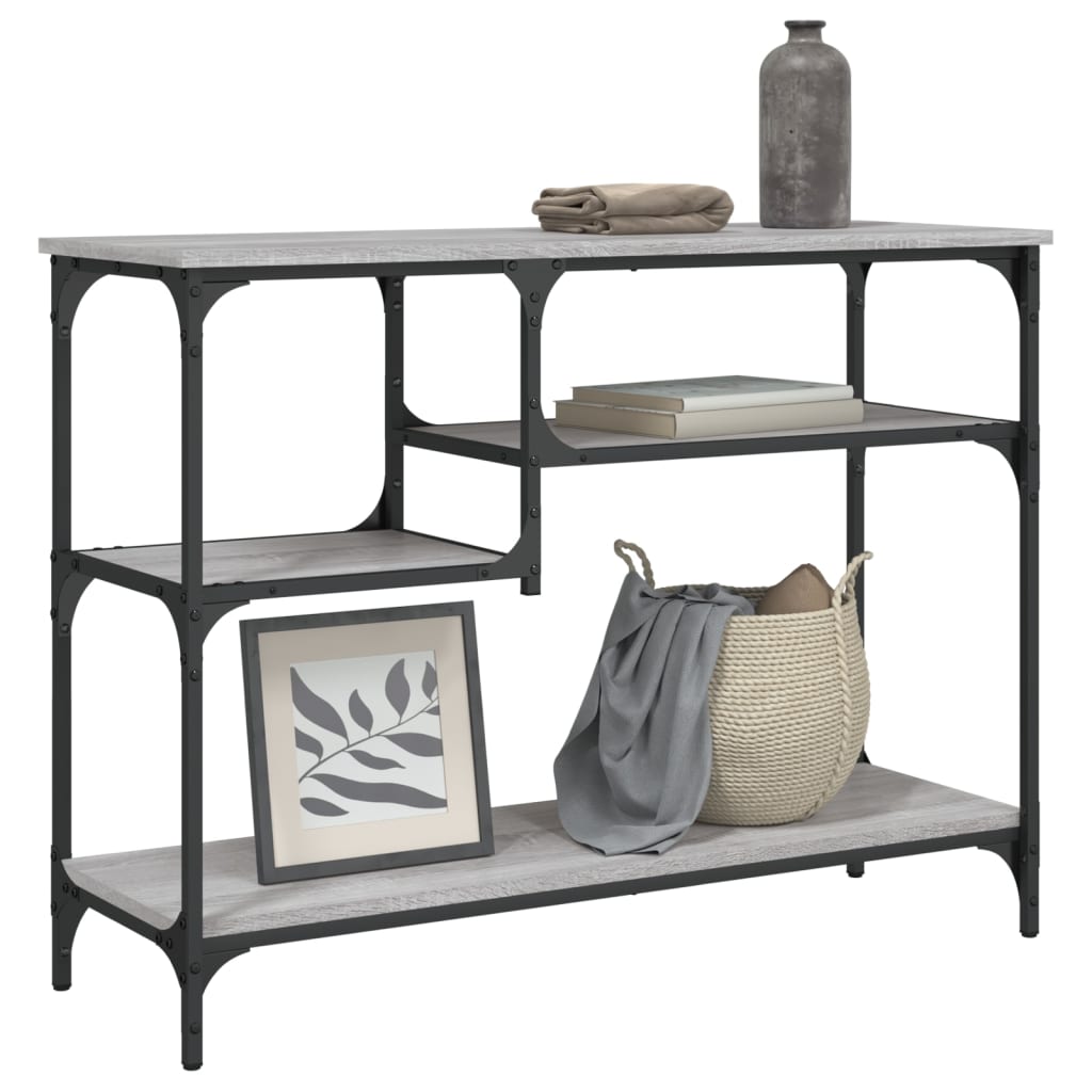 vidaXL Măsuță consolă cu rafturi, gri sonoma, 100x35x75 cm vidaXL Măsuță consolă cu rafturi, gri sonoma, 100x35x75 cm