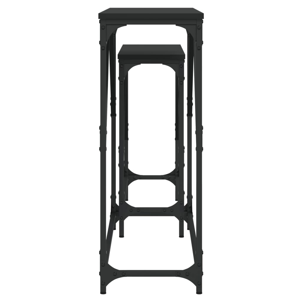 vidaXL Măsuțe console suprapuse, 2 buc., negru, lemn prelucrat