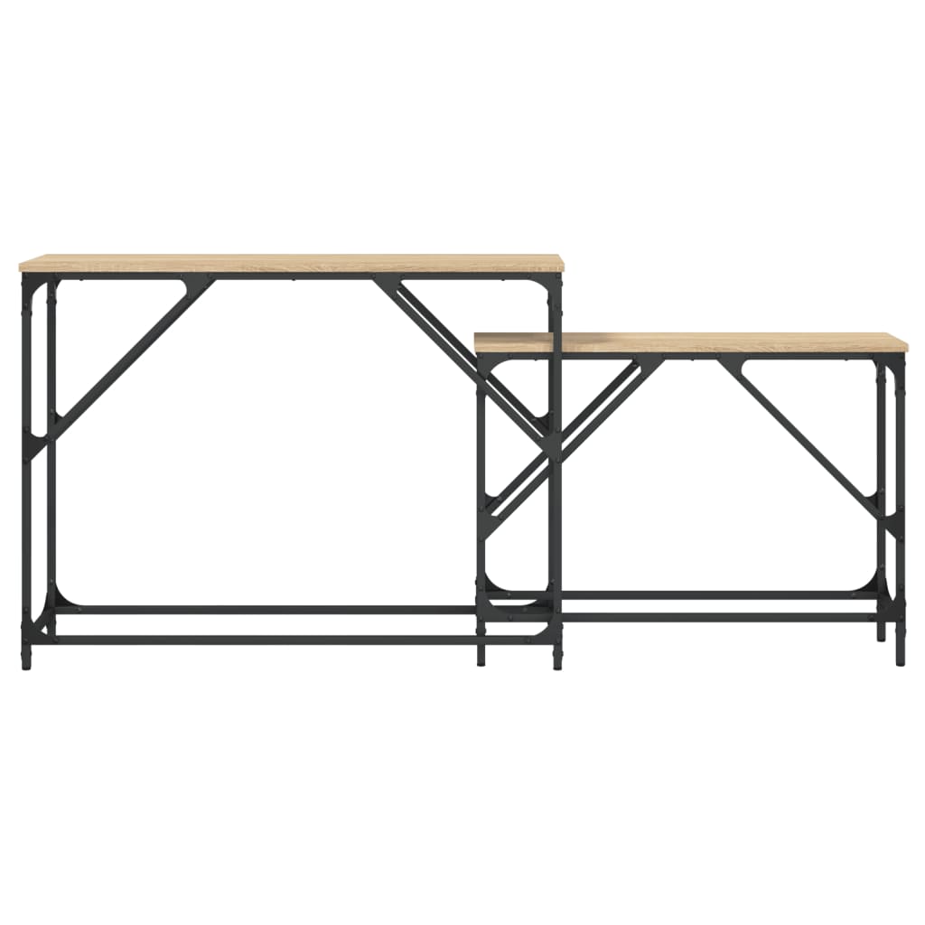 vidaXL Mese console suprapuse, 2 buc, stejar sonoma, lemn prelucrat