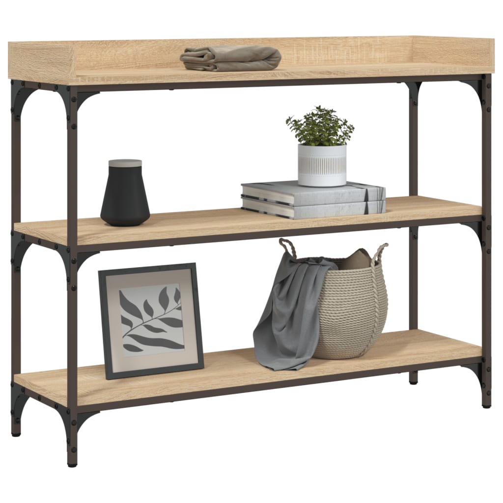 vidaXL Măsuță consolă cu rafturi, stejar sonoma, 100x30x80 cm vidaXL Măsuță consolă cu rafturi, stejar sonoma, 100x30x80 cm
