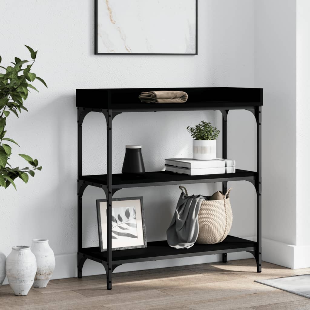 vidaXL Măsuță consolă cu rafturi, negru, 75x30x80 cm vidaXL Măsuță consolă cu rafturi, negru, 75x30x80 cm