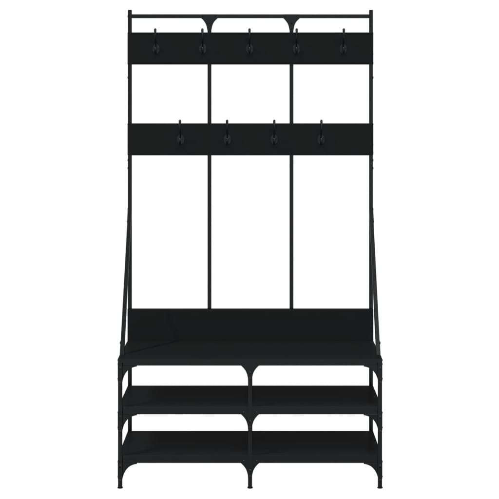 vidaXL Suport de haine cu raft de pantofi, negru, 100x40x184 cm vidaXL Suport de haine cu raft de pantofi, negru, 100x40x184 cm