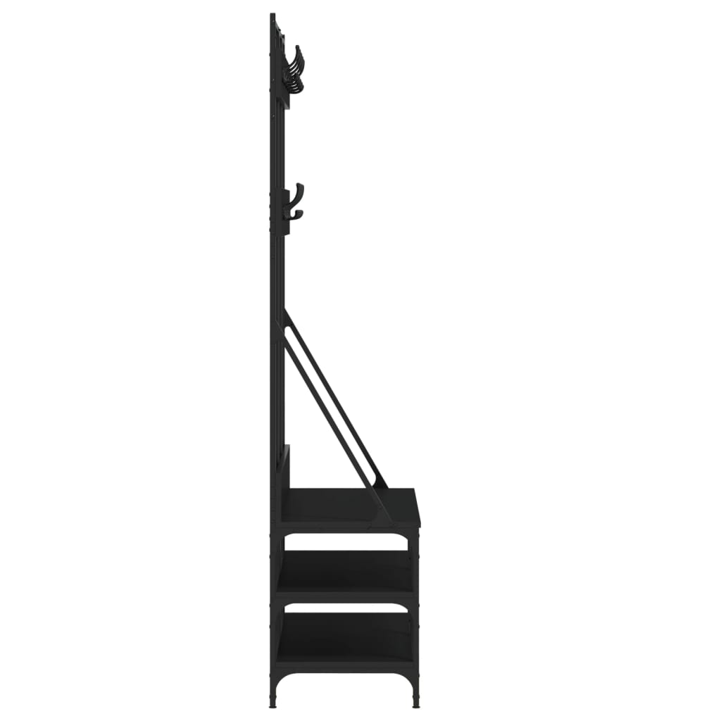 vidaXL Suport de haine cu raft de pantofi, negru, 100x40x184 cm vidaXL Suport de haine cu raft de pantofi, negru, 100x40x184 cm