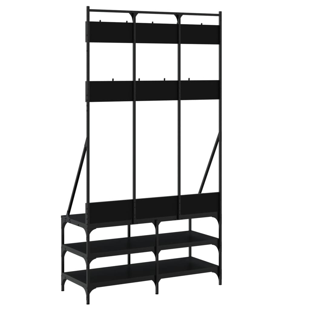 vidaXL Suport de haine cu raft de pantofi, negru, 100x40x184 cm vidaXL Suport de haine cu raft de pantofi, negru, 100x40x184 cm