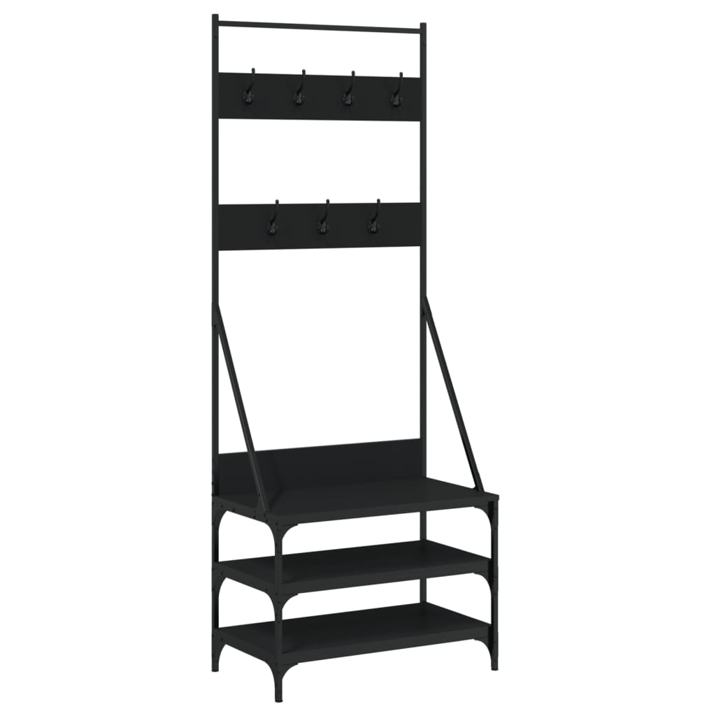 vidaXL Suport de haine cu raft de pantofi, negru, 70x40x184 cm vidaXL Suport de haine cu raft de pantofi, negru, 70x40x184 cm