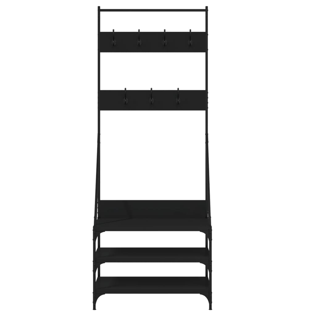 vidaXL Suport de haine cu raft de pantofi, negru, 70x40x184 cm vidaXL Suport de haine cu raft de pantofi, negru, 70x40x184 cm