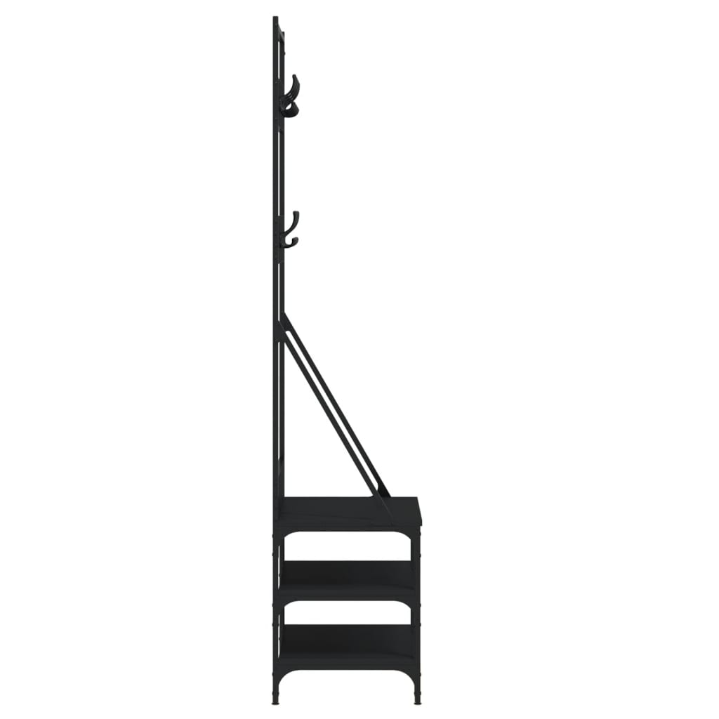 vidaXL Suport de haine cu raft de pantofi, negru, 70x40x184 cm vidaXL Suport de haine cu raft de pantofi, negru, 70x40x184 cm