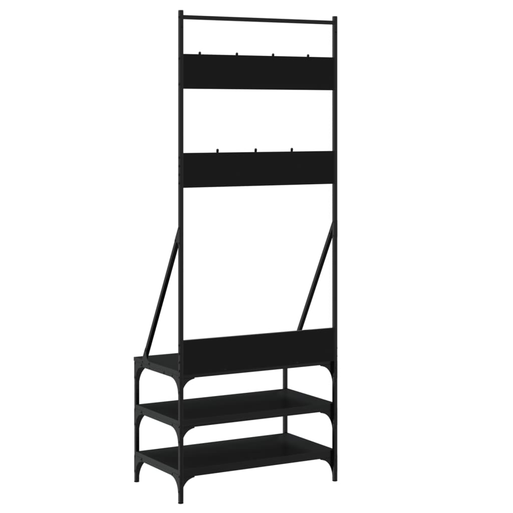 vidaXL Suport de haine cu raft de pantofi, negru, 70x40x184 cm vidaXL Suport de haine cu raft de pantofi, negru, 70x40x184 cm