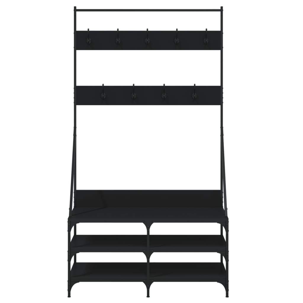 vidaXL Suport de haine cu raft de pantofi, negru, 100x40x184 cm vidaXL Suport de haine cu raft de pantofi, negru, 100x40x184 cm
