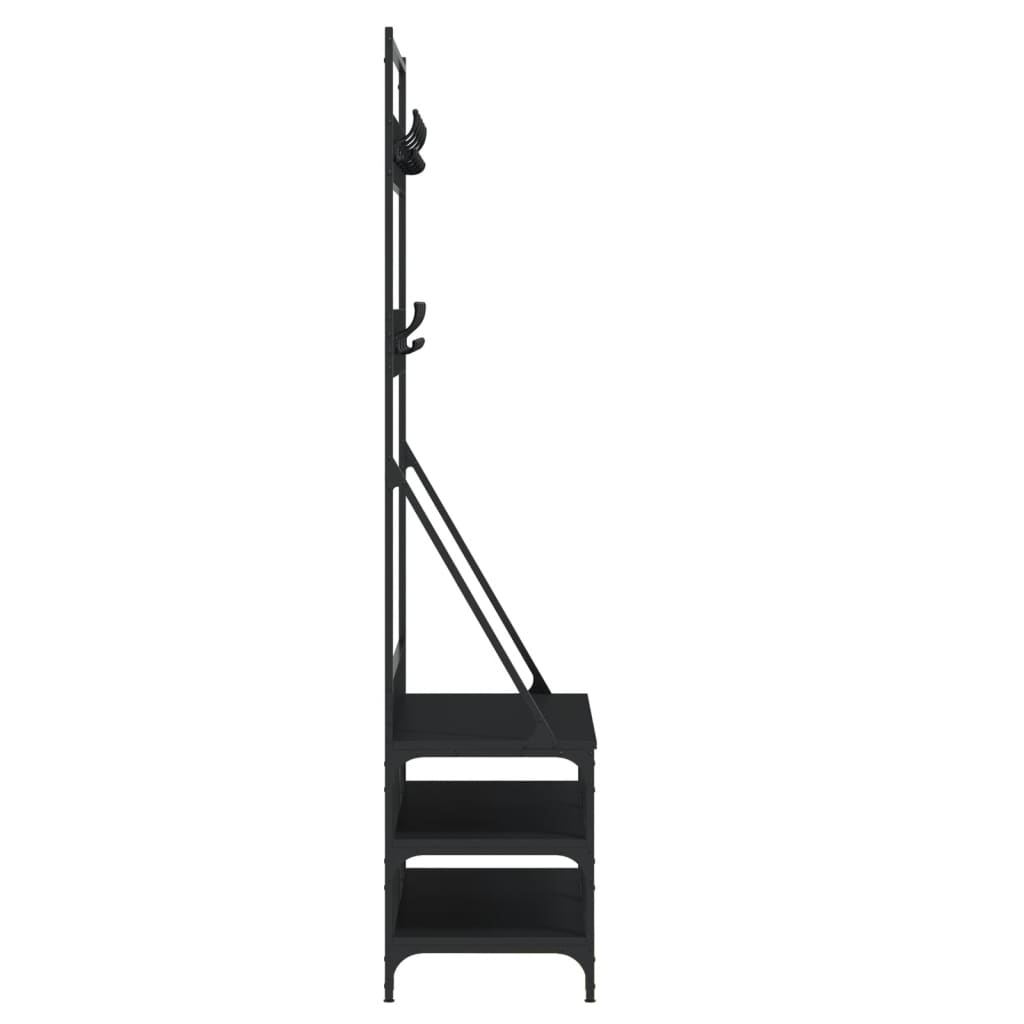 vidaXL Suport de haine cu raft de pantofi, negru, 100x40x184 cm vidaXL Suport de haine cu raft de pantofi, negru, 100x40x184 cm