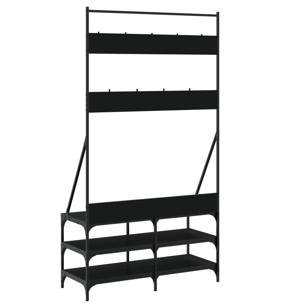 vidaXL Suport de haine cu raft de pantofi, negru, 100x40x184 cm vidaXL Suport de haine cu raft de pantofi, negru, 100x40x184 cm