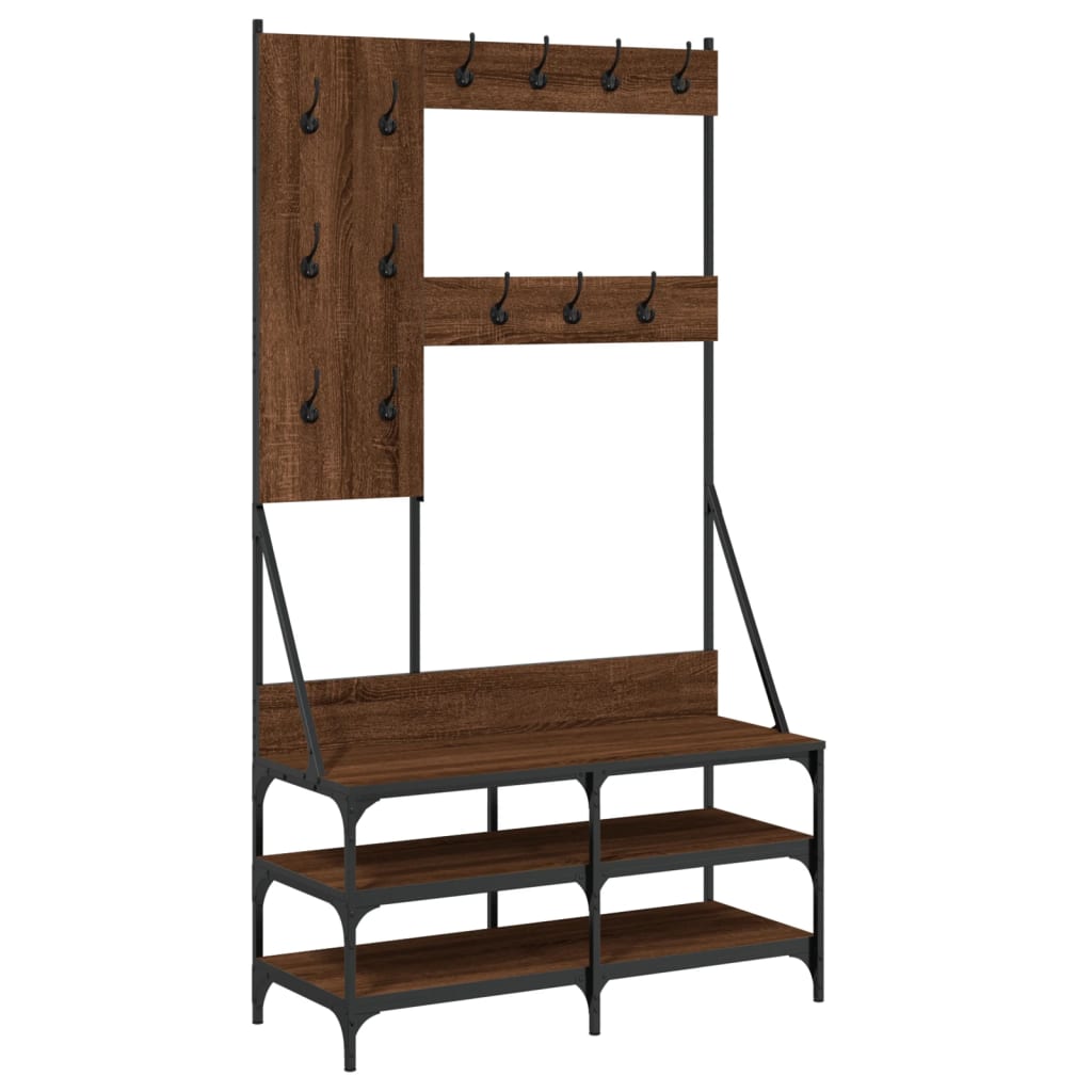 vidaXL Suport de haine cu raft pantofi, stejar maro, 100x40x184 cm vidaXL Suport de haine cu raft pantofi, stejar maro, 100x40x184 cm