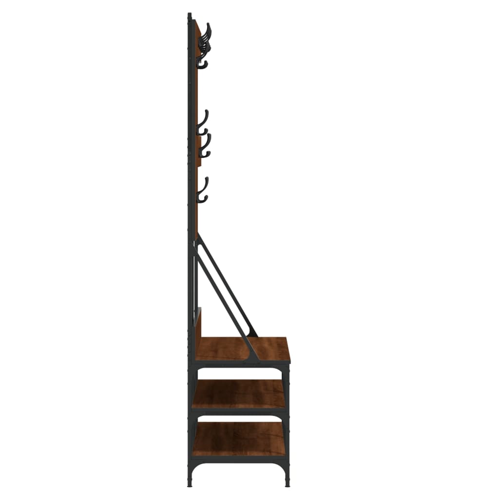 vidaXL Suport de haine cu raft pantofi, stejar maro, 100x40x184 cm vidaXL Suport de haine cu raft pantofi, stejar maro, 100x40x184 cm