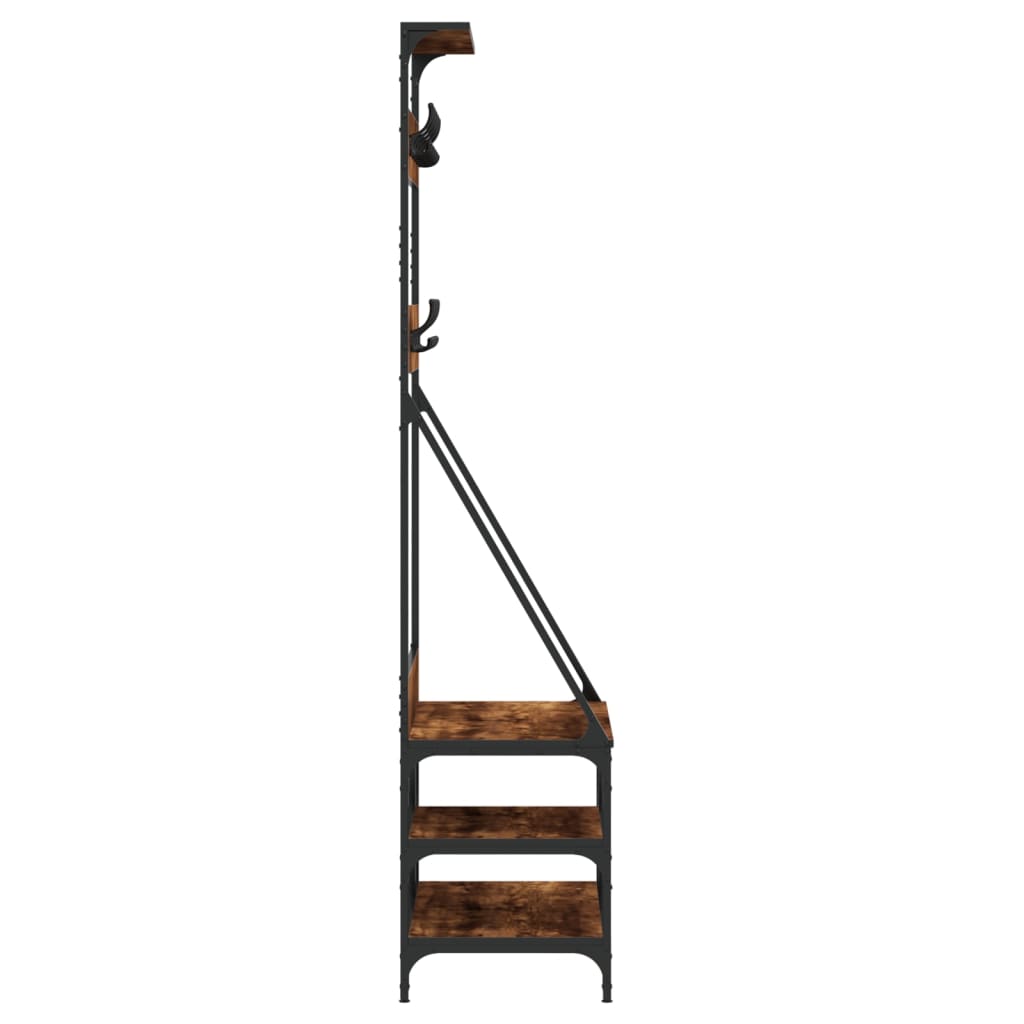 vidaXL Suport de haine cu raft de pantofi stejar fumuriu, 80x40x184 cm vidaXL Suport de haine cu raft de pantofi stejar fumuriu, 80x40x184 cm