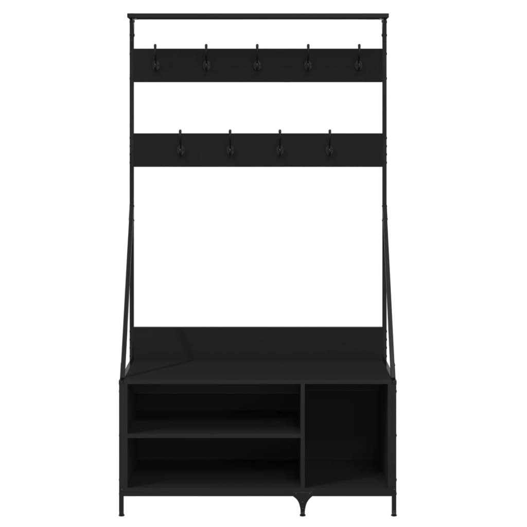 vidaXL Suport de haine cu raft de pantofi, negru, 100x41x184 cm vidaXL Suport de haine cu raft de pantofi, negru, 100x41x184 cm