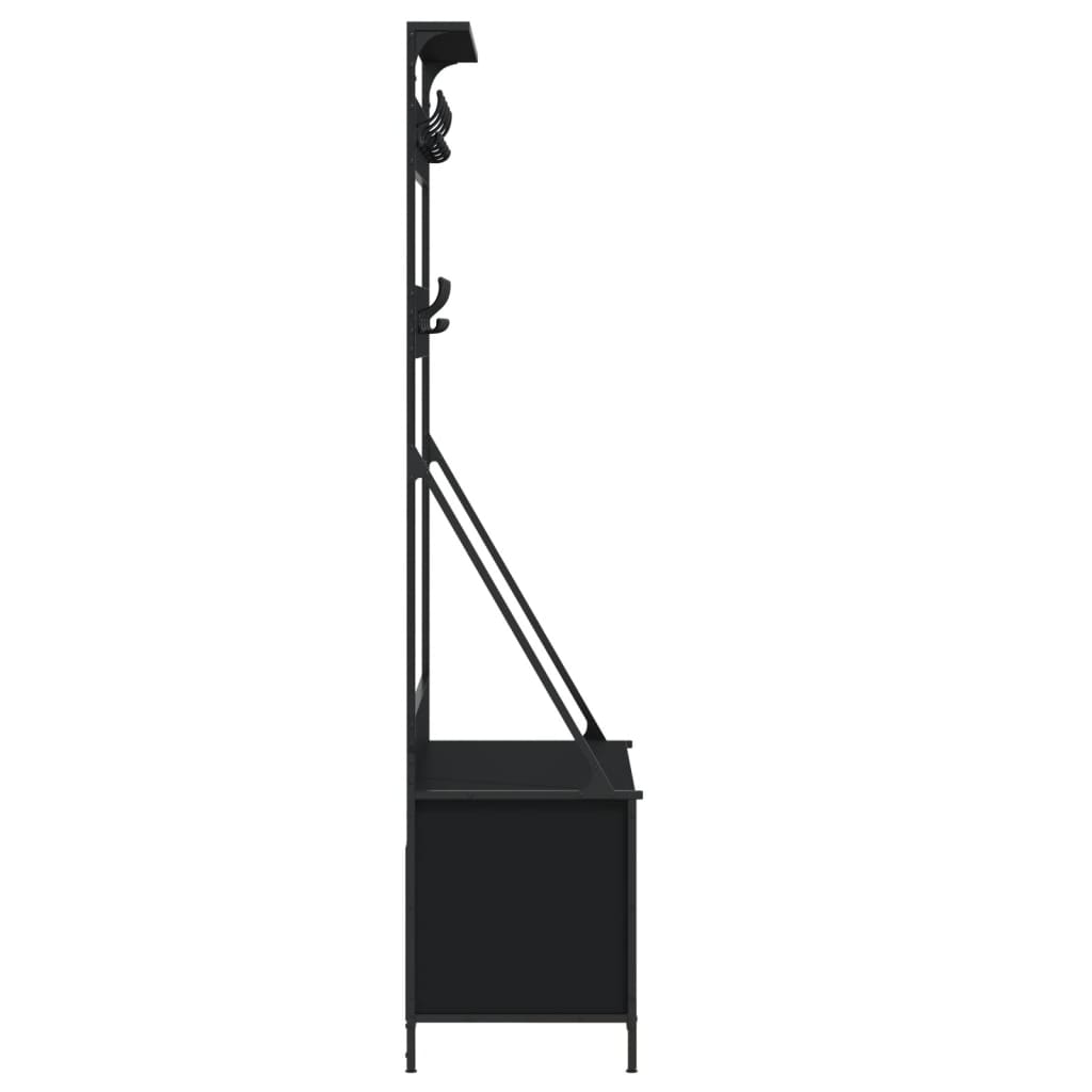 vidaXL Suport de haine cu raft de pantofi, negru, 100x41x184 cm vidaXL Suport de haine cu raft de pantofi, negru, 100x41x184 cm