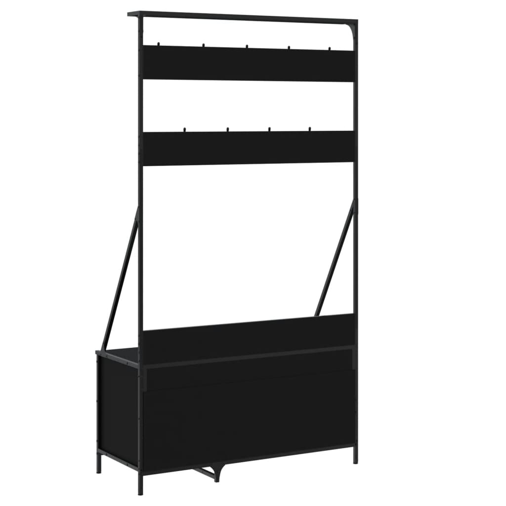 vidaXL Suport de haine cu raft de pantofi, negru, 100x41x184 cm vidaXL Suport de haine cu raft de pantofi, negru, 100x41x184 cm