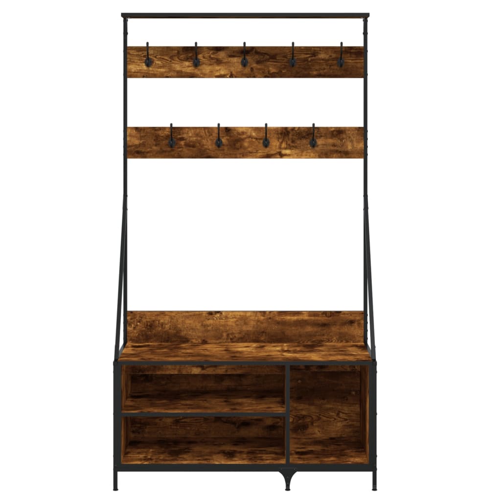 vidaXL Suport de haine cu raft de pantofi stejar fumuriu 100x41x184 cm vidaXL Suport de haine cu raft de pantofi stejar fumuriu 100x41x184 cm