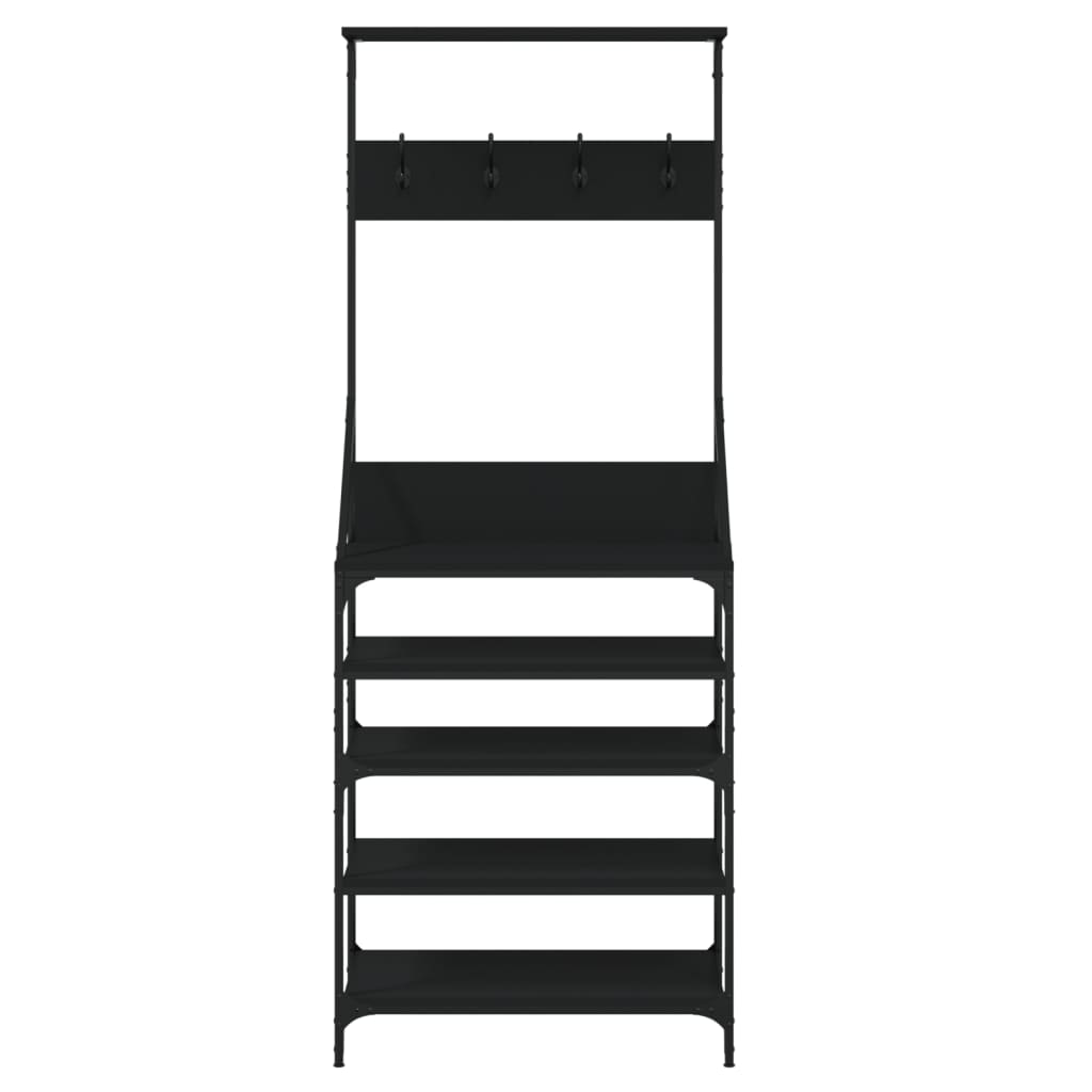 vidaXL Suport de haine cu raft de pantofi, negru, 70x34x184 cm vidaXL Suport de haine cu raft de pantofi, negru, 70x34x184 cm