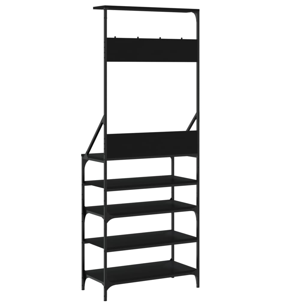 vidaXL Suport de haine cu raft de pantofi, negru, 70x34x184 cm vidaXL Suport de haine cu raft de pantofi, negru, 70x34x184 cm
