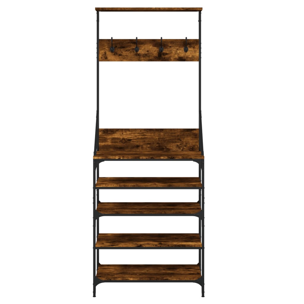 vidaXL Suport de haine cu raft de pantofi stejar fumuriu, 70x34x184 cm vidaXL Suport de haine cu raft de pantofi stejar fumuriu, 70x34x184 cm