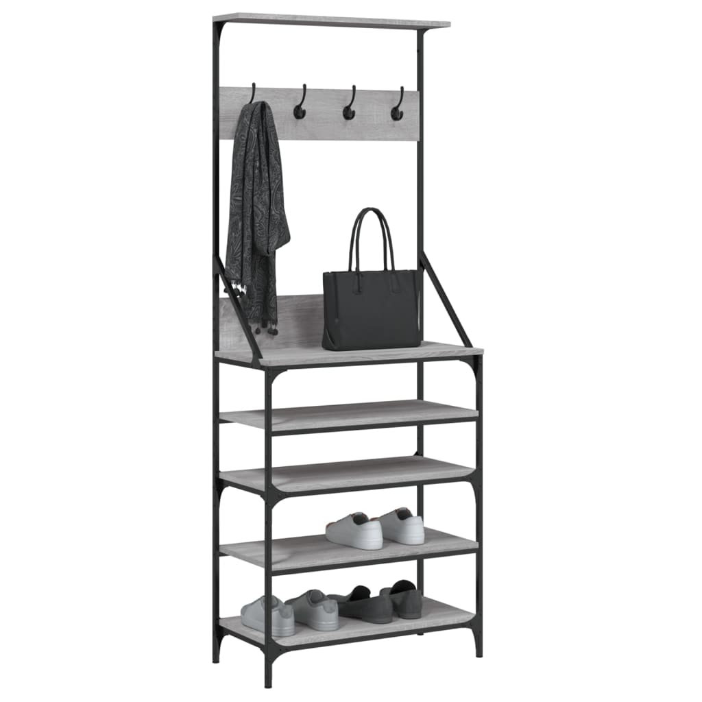 vidaXL Suport de haine cu raft pantofi, sonoma gri, 70x34x184 cm vidaXL Suport de haine cu raft pantofi, sonoma gri, 70x34x184 cm