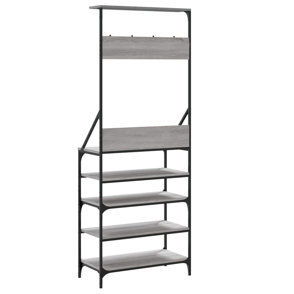 vidaXL Suport de haine cu raft pantofi, sonoma gri, 70x34x184 cm vidaXL Suport de haine cu raft pantofi, sonoma gri, 70x34x184 cm